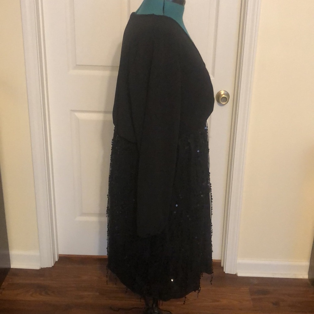 Bloomchic Solid Black Patchwork Wrap Dress 4xl/26 - image 4